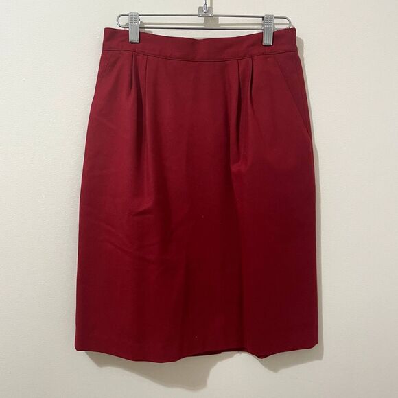 Sag Harbor Vintage Red Skirt 100% Wool Size 10 Petite - Picture 1 of 4